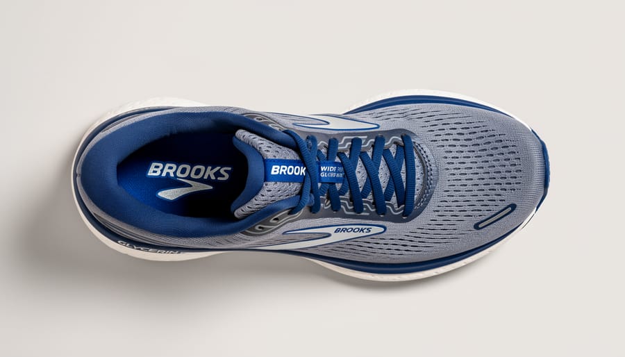 Brooks Glycerin 23 running shoes photographed from above showing wide-fit shape
